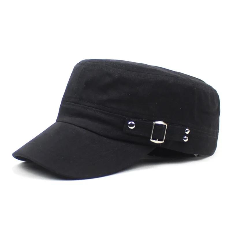 Унисекс washed cotton army cap – Регулируемая кепка-восьмиклинка с плоским козырьком для мужчин и женщин на лето и осень