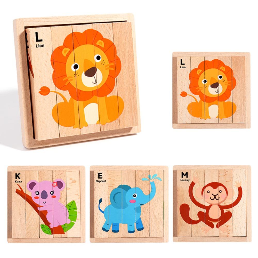 Wooden Wooden Animals Puzzle Matching Educational Traffic Wood Puzzle 3D Logical Thinking Educational Jigsaw Girls Boys