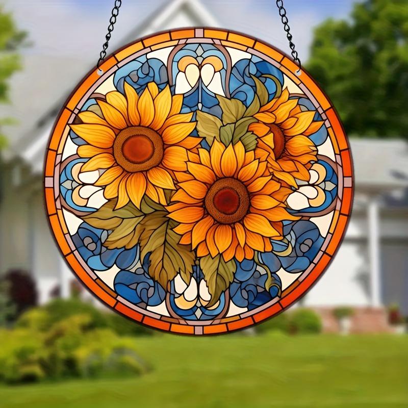 Разноцветные витражные тюльпаны, деревянный ловец солнца, круглый подвесной декор для дома и сада, идеальный подарок на день рождения матери