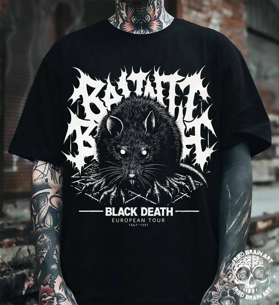 Black Death Rat T-Shirt, Gothic Grunge Horror, Dark Academia