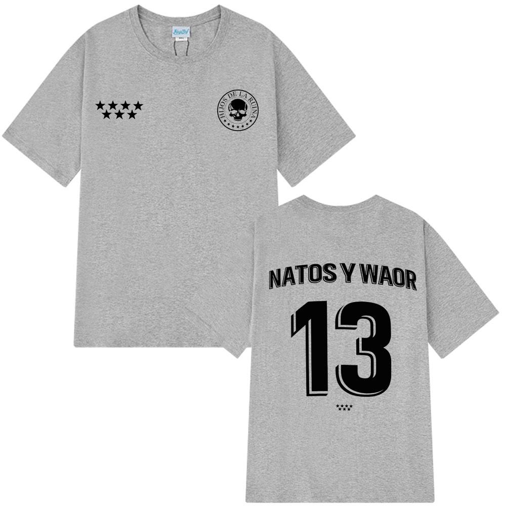 NATOS WAOR 13 Rap T-shirt, Fashionable Retro Hip-hop T-shirt, Men's and Women's Summer Printed 100% Pure Cotton T-shirt