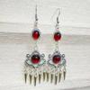 Red Gothic Vampire Silver Filigree Pointed Toe Earrings