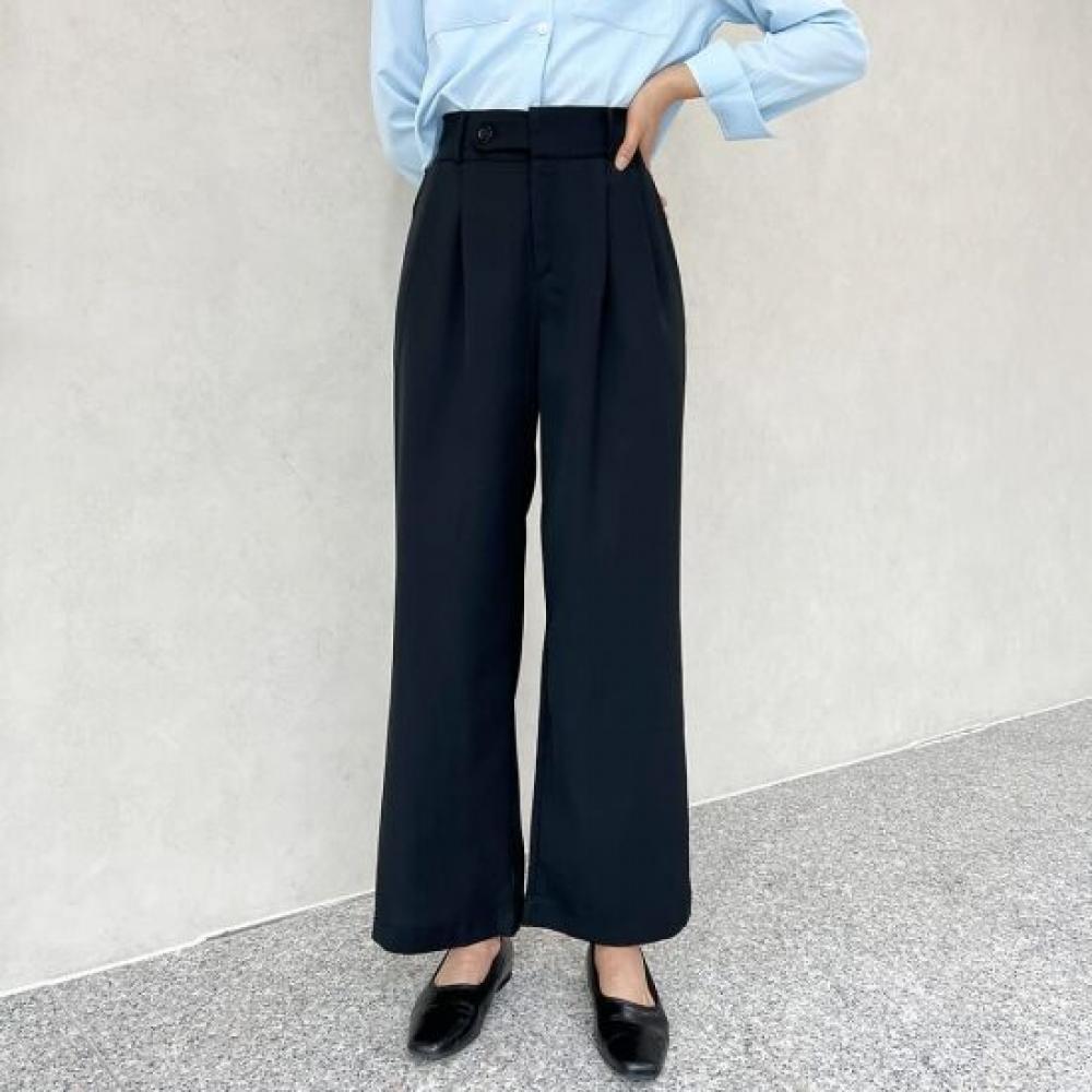 Mizqz Men Bi Zo Belt Tuck Back Banding Long Wide Slacks