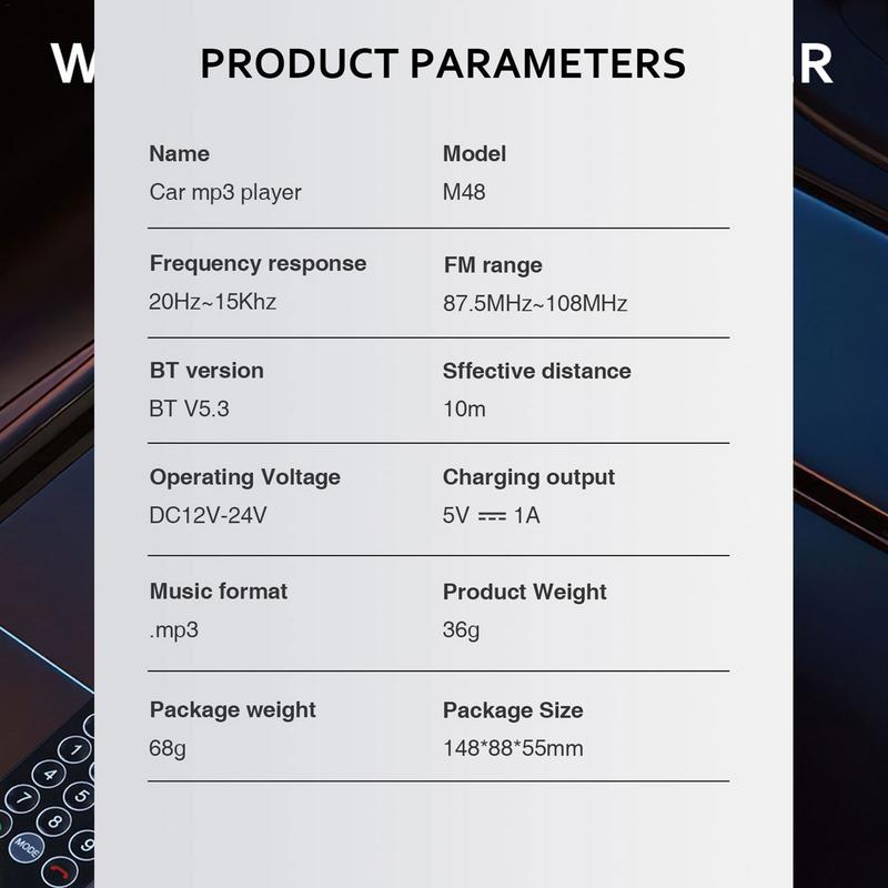 Автомобильный беспроводной MP3-плеер MP3-плеер с автозарядным адаптером Type-C USB-аудиоадаптер-приемник для автомобильных аксессуаров
