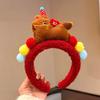 Exquisite Cartoon Horse Hair Hoop Plush New Year Mascot Headband Party Pony Headpiece  Celebration