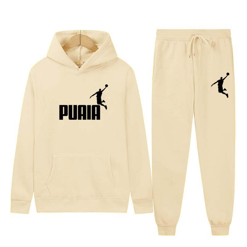 2025 Autumn and Winter New Sports Personalized Pattern Printed Casual Solid Color Hoodie Set Couple Set Jogging Set