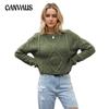 Autumn and Winter Women's Plus Size Twisted Button Rope Knit Sweater Loose Chunky Needle Pullover Sweater