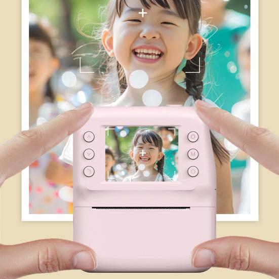 Instant Print Camera 2.4 Inch IPS Screen 1080P Rechargeable Compact Portable