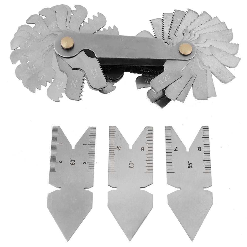 1 шт. Измеритель шага резьбы винта из 52 пластин, 2 шт. 60 градусов + 1 шт. 55 градусов, набор инструментов для центрирования