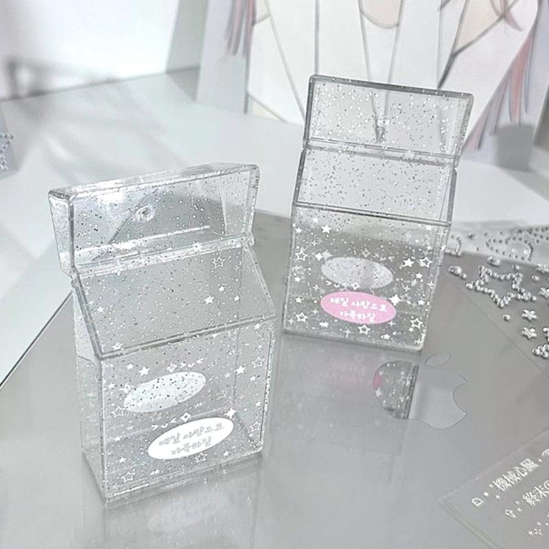 Cartoon Acrylic Photocard Storage Box Photo Cards Holder Idol Cards Storage Case Desk Accessiories Office Desk Card Organizer