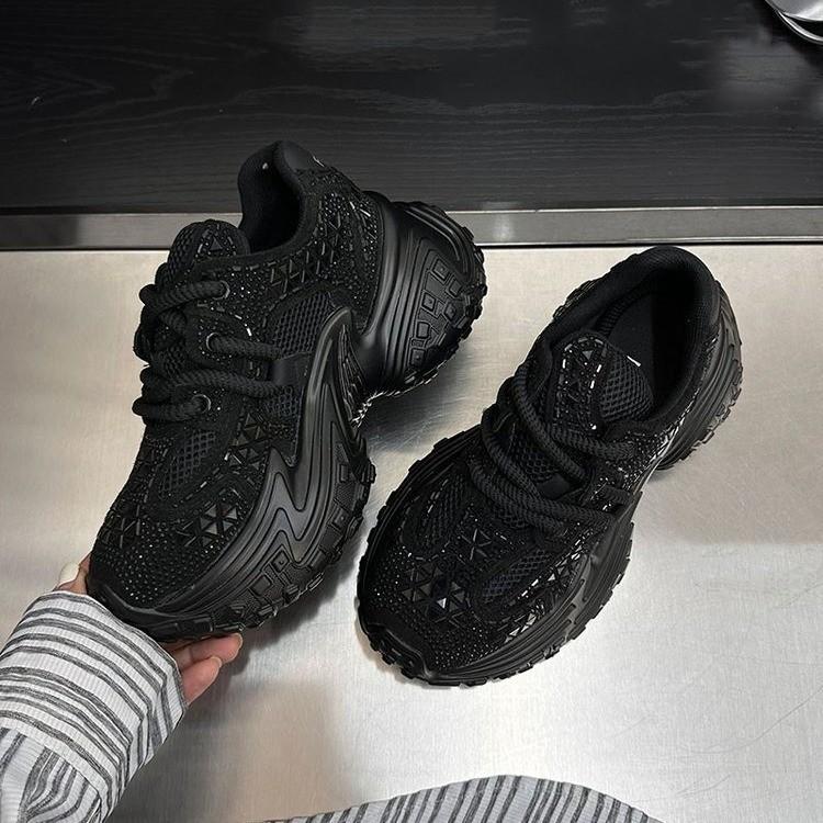 Paris Resin Sole Rhinestone Dad Shoes Женская новая дышащая универсальная утягивающая спортивная повседневная обувь на платформе