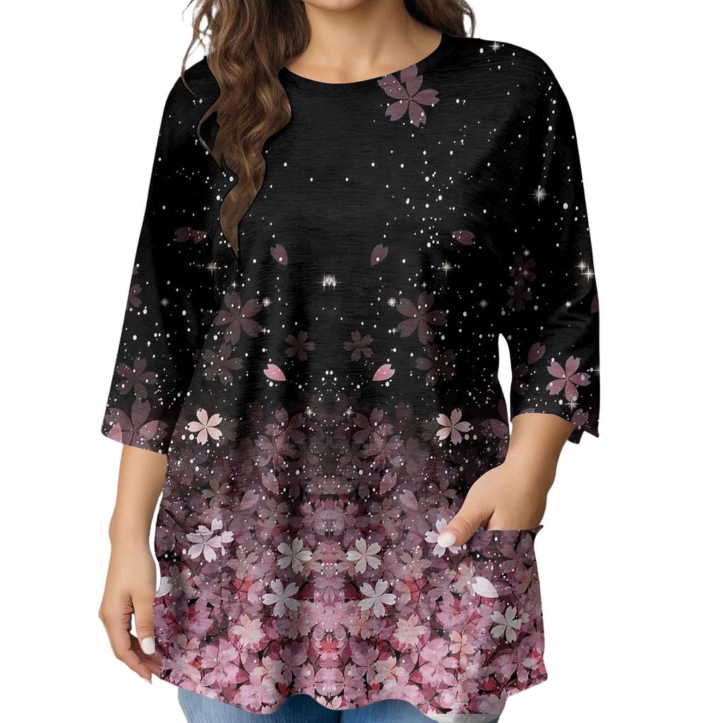 Женская модная блузка большого размера с принтом и коротким рукавом для элегантных поездок на работу и повседневной носки