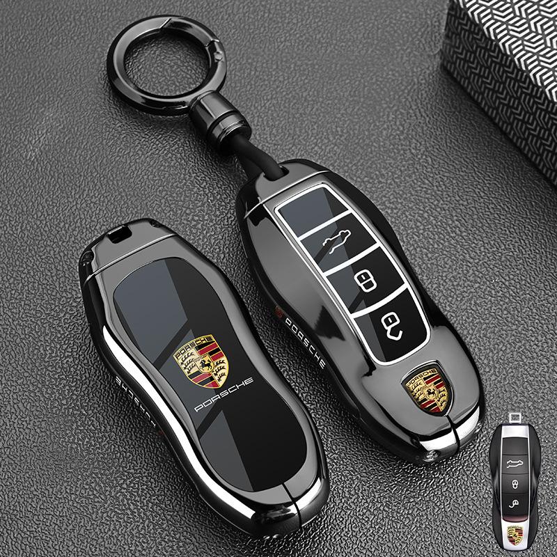 fscr7 Metal Car Key Case Cover Holder Protection Key Bag For Porsche Panamera Carman Macann Bobst Cayenne 911 981 991 970 9969 Sticker