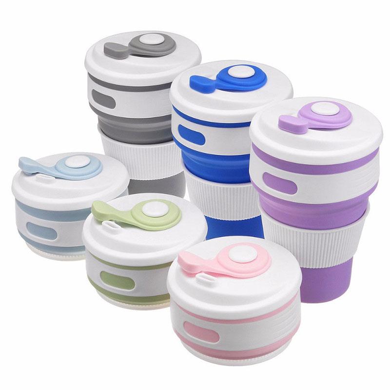Folding Water Cup Water Cup 350ML Coffee Cup Travel Foldable Silicone Cup Folding Water Cup Food Grade Drinking Cup Tea Cup