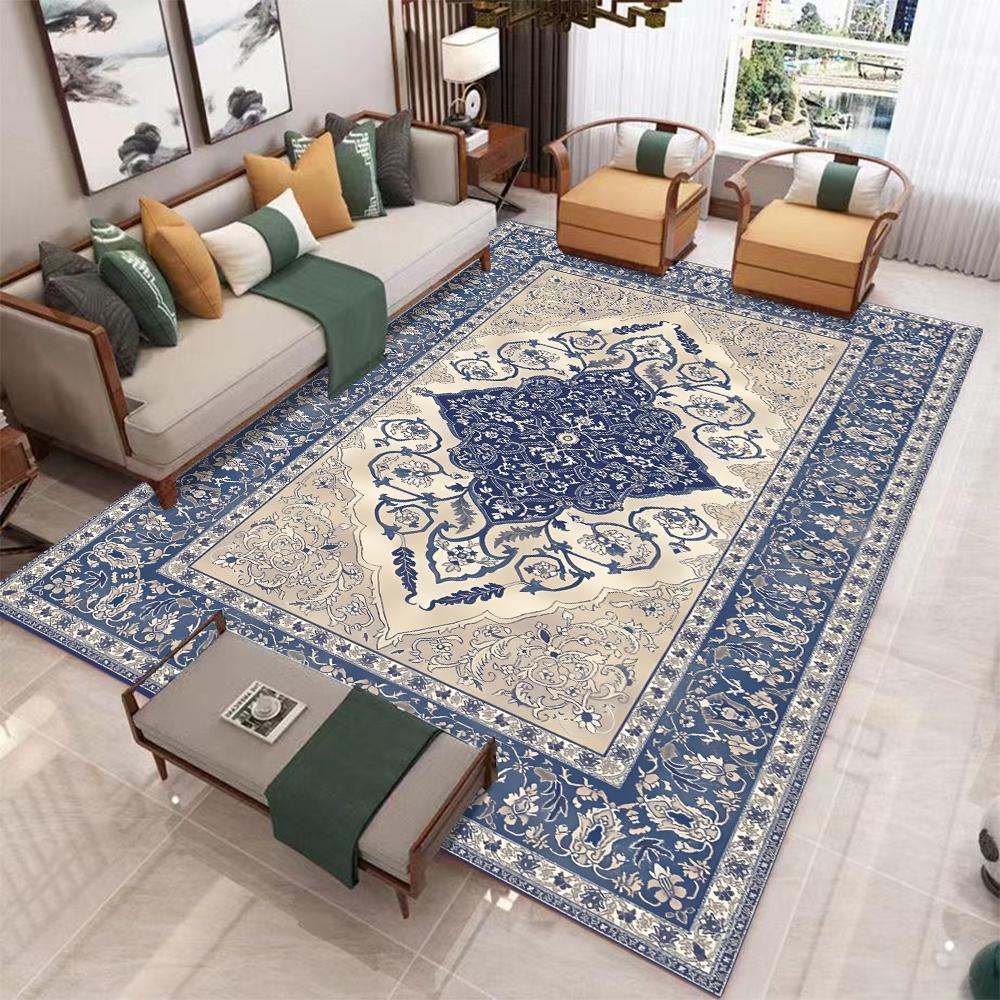 Красный Синий Бохо Шик Ковер для Декора Гостиной Спальни Антикварный Вдохновленный Зональный Ковер Нескользящий Напольный Коврик Художественный Винтажный Домашний Акцент