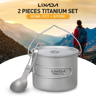 Легкий титановый горшок Lixada 750 мл/900 мл/1100 мл со складной трубкой для походов на открытом воздухе