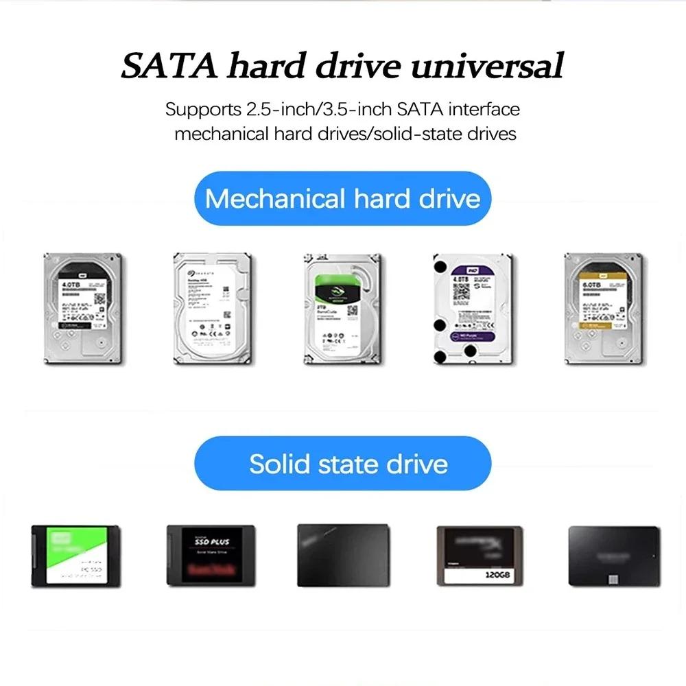 2.5 3.5 inch HDD Case Type-C & USB3.0 Hard Drive Enclosure SATA to USB 3.0 External Hard Drive Reader 22TB Adapter for PC Laptop