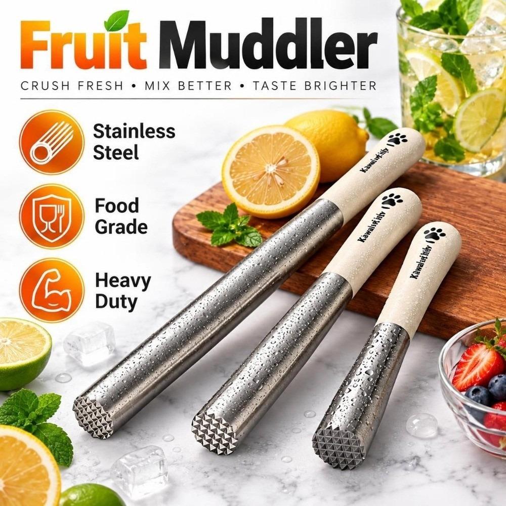 Stainless Steel Fruit Muddler Food Grade Bar Muddler Puree Making Ice Muddler Cocktail Making