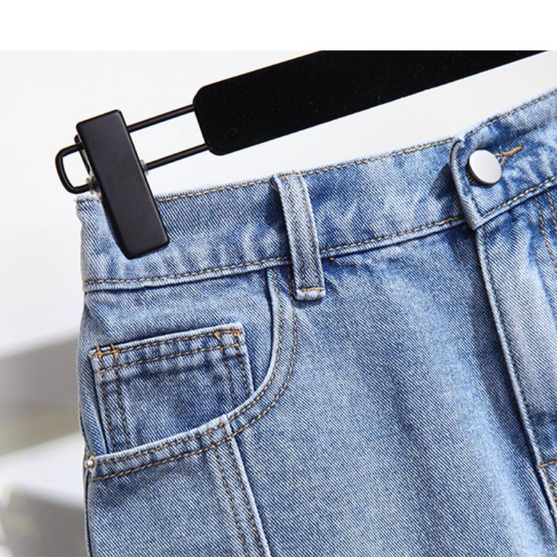 Короткие джинсы больших размеров для женщин, летние повседневные синие свободные женские джинсовые шорты с заусенцами, широкие джинсовые брюки