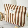 Women Stripe Comestic Case Clutch Pouch Canvas Makeup Storage Bag Women Handbag Portable Toiletry Travel Organizer Case