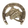 Brass Two Horse Heads HorseShoe For Good Luck Prosperity Antique Style Home Farmhouse