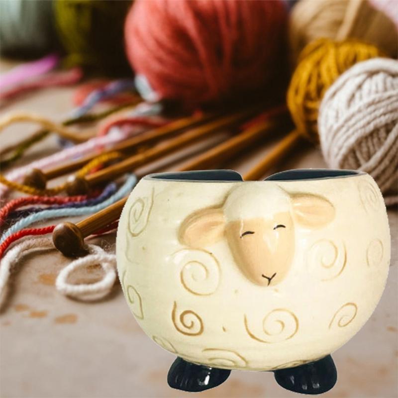 Керамическая чаша для пряжи Sleepy Sheep, держатель для хранения шаров, вязание крючком, ремесло