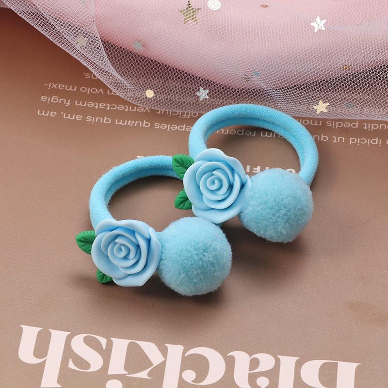 2 шт. Новые милые резинки для волос с помпонами, кроликом и девочкой, детские эластичные резинки для волос, детские резинки для волос, принцесса, аксессуары для волос, детские головные уборы
