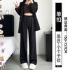 Gray Suit Pants Women's Spring and Autumn New High Waist Drape Loose Small Narrow Version Straight Thin Wide Leg Pants
