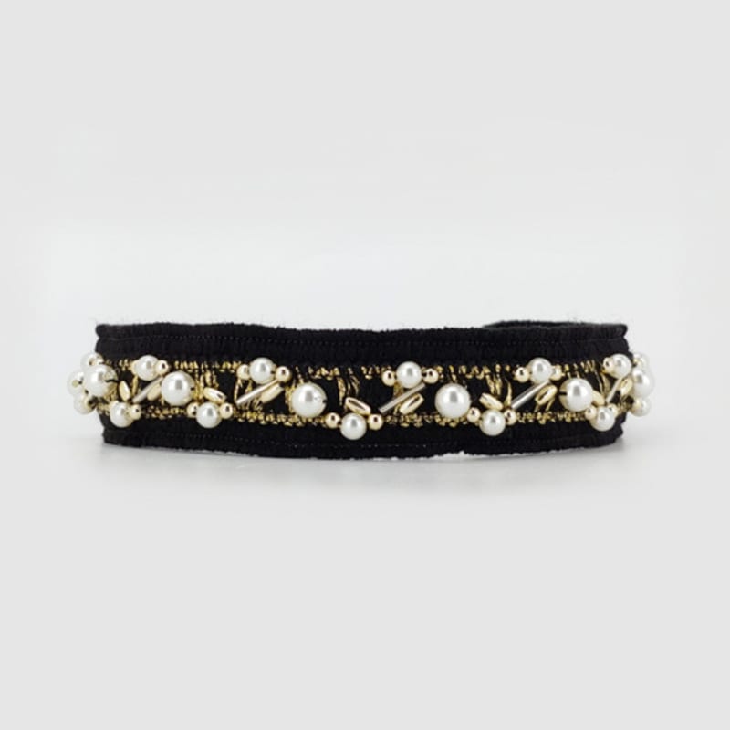 Этническая повязка для волос LALA Pearl - Черная