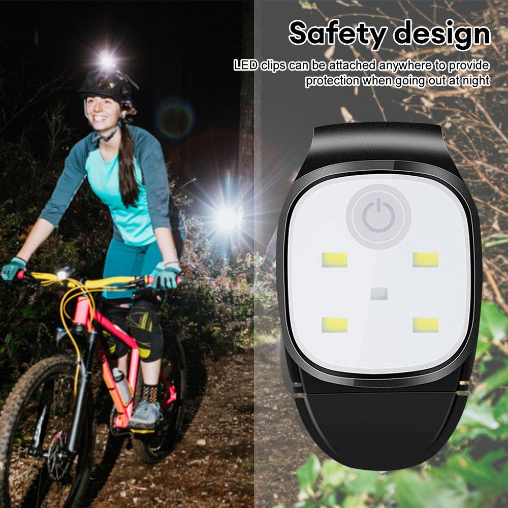 Светодиодная клипса-лампа 4 режима освещения Беговая клипса-лампа Предупреждение о безопасности для бега трусцой Ночная ходьба для рыбалки Пеший туризм USB-зарядка