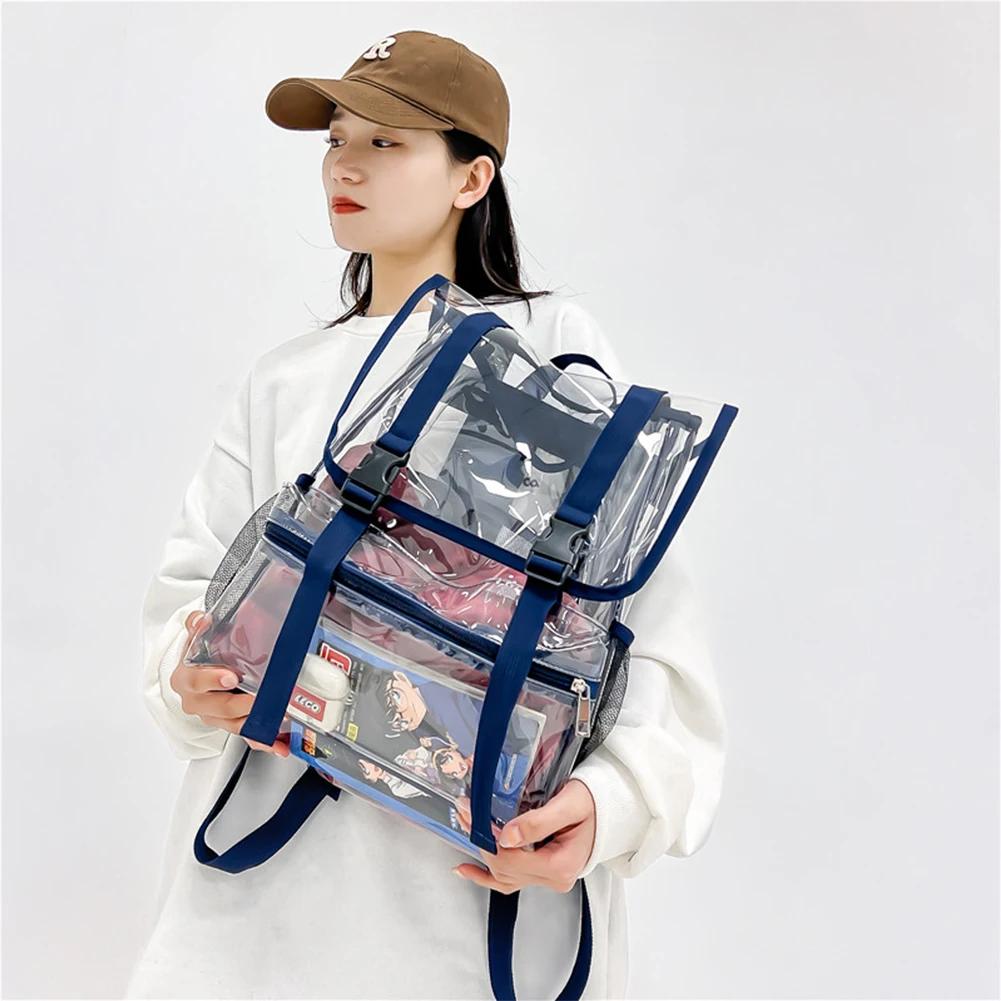 Transparent PVC Laptop Backpack Waterproof Fashion Student Book Bags Unisex Large Capacity Clear Backpack Stadium Approved