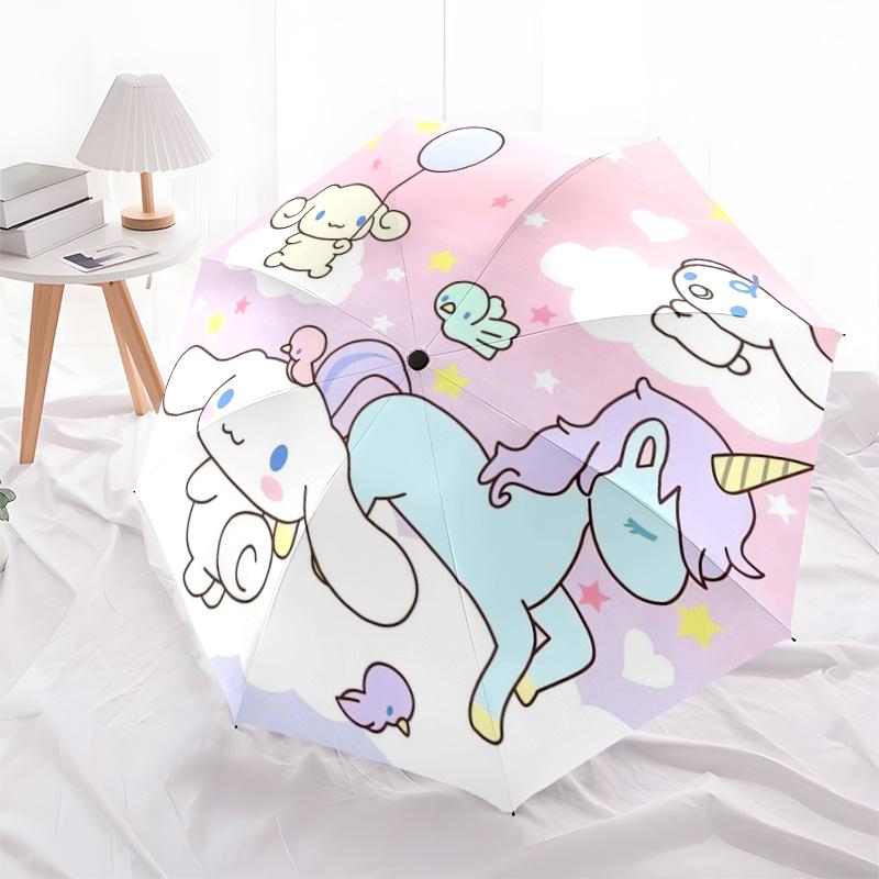 1pc Unicorn & Cinnamoroll Idea Automatic Opening and Closing Umbrella - Small Umbrella Suitable for Various Occasions, Portable 3-Fold Small Umbrella
