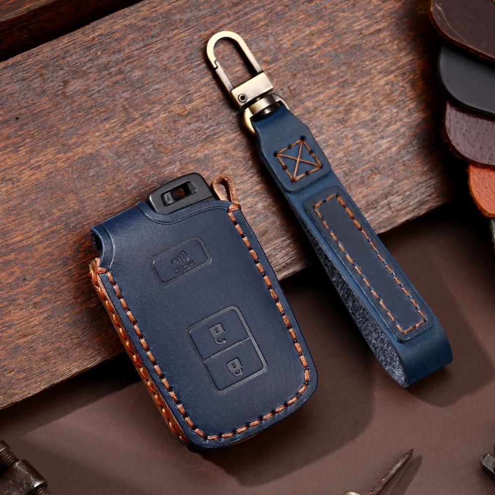 Genuine Crazy Horse Leather Key Cover for TOYOTA North America Models Car Key Protector