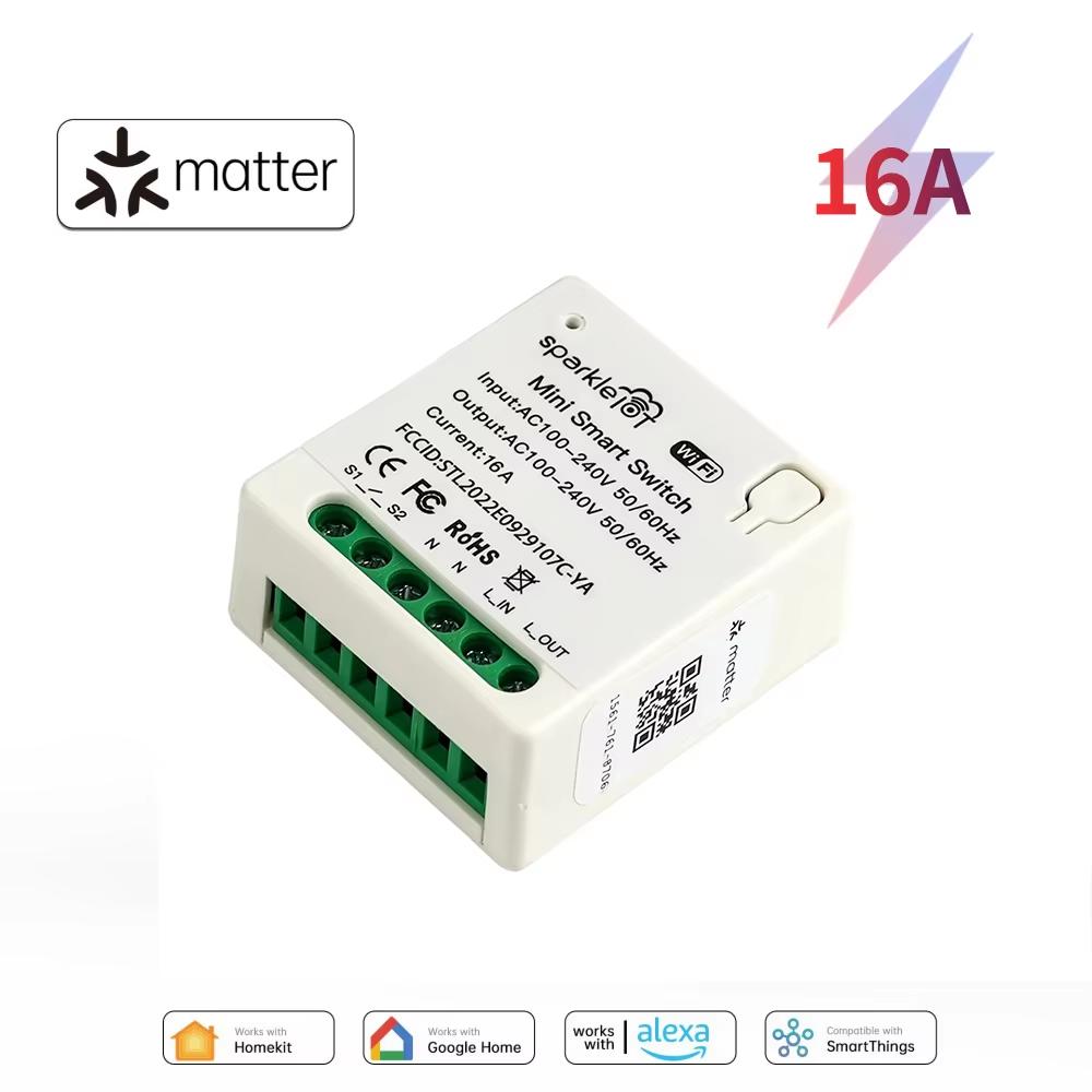 Работа с Matter 16A WiFi мини-смарт-переключатель Сквозное отключение Двойная розетка Удаленное управление Таймер HomeKit Alexa