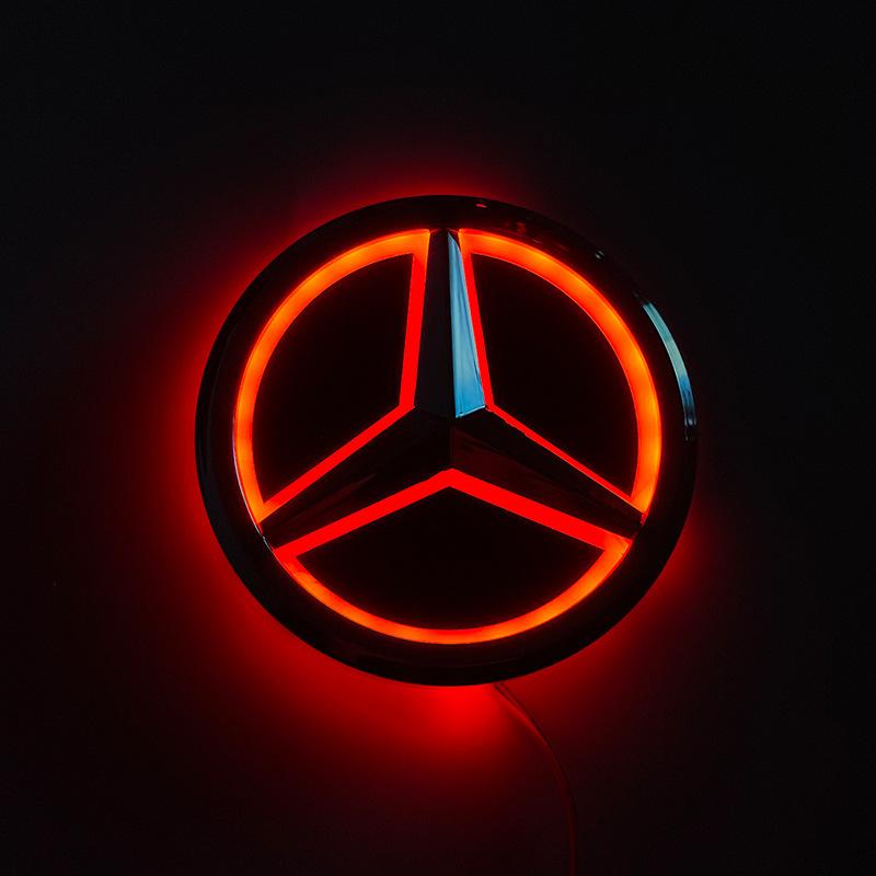 9.5cm Car Rear Trunk Emblem ABS LED Badge Light Accessories Mercedes Benz S350 S300L S A B C E Class GLA GLK ML GL GLC GLE