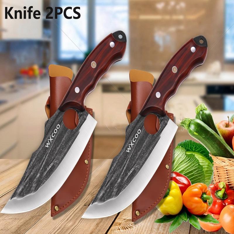 WXCOO Кованый нож мясника Нож для разделки рыбы DIY Кухня Нержавеющая сталь Для нарезки фруктов Овощей Шеф-повар Деревянная ручка BBQ Готовка