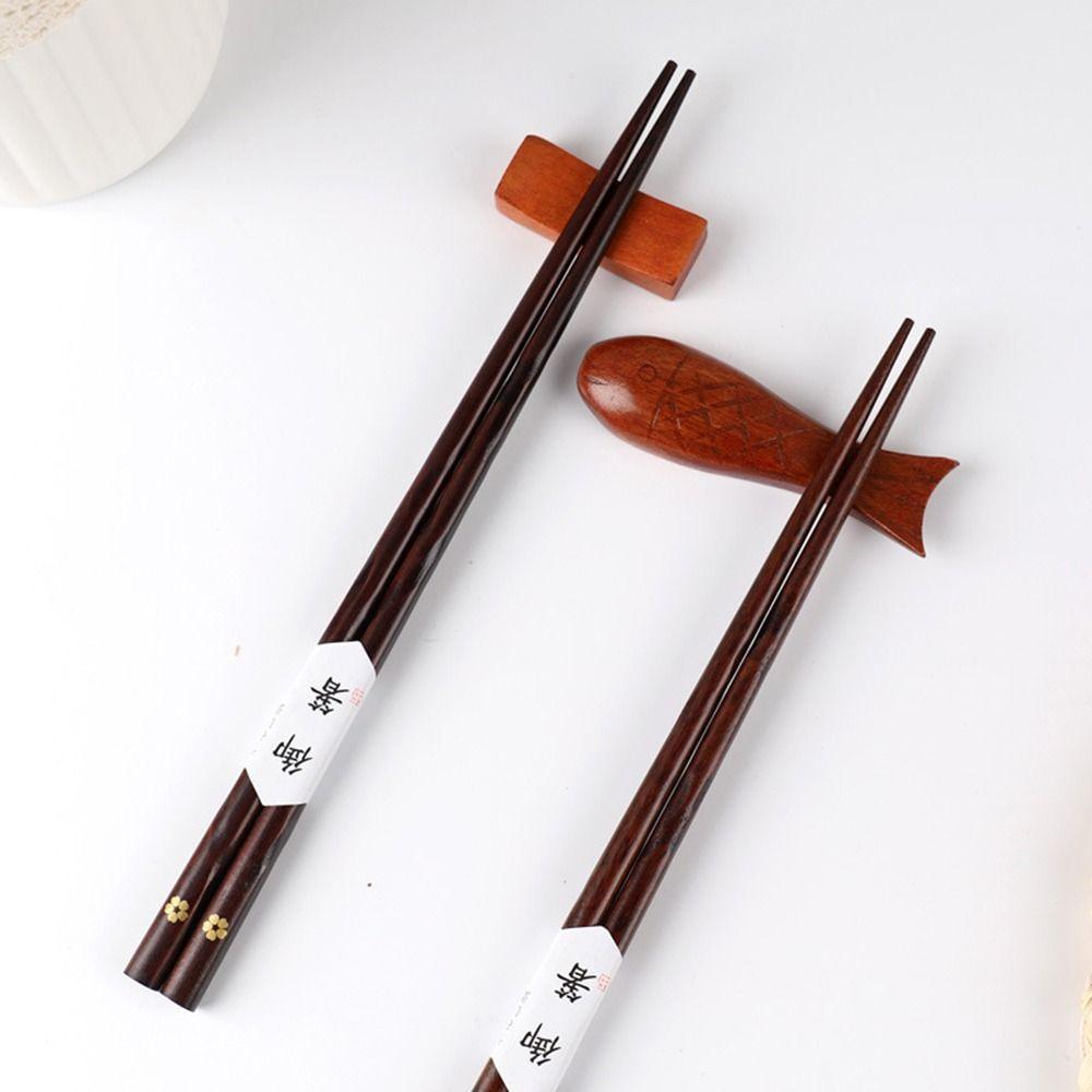 Japanese Non-Slip Reusable Elegant Rustic Wooden Chopsticks Kitchen Utensils Flatware Tableware