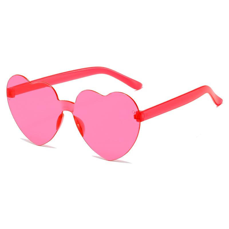 Transparent Jelly Color Love Heart Sunglasses For Men And Women Peach Heart Sunglasses