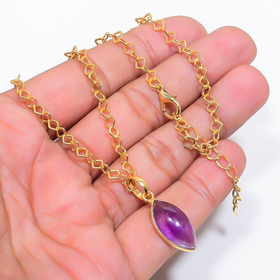 Sage Amethyst Gemstone Handmade 925 Sterling Silver Jewelry Necklace 20" GK-7625