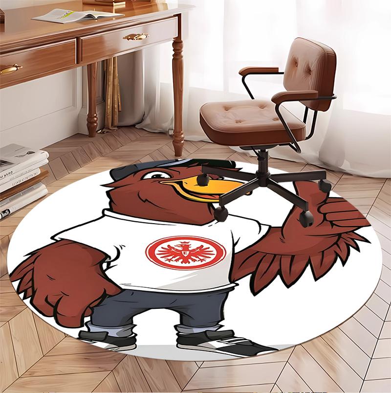 Eintracht Frankfurt Pattern Round Rug, Indoor/Outdoor Mat, for Picnic, Gameroom, Bedroom, Office, Living Room, Home Decor Carpet, Birthday Gift