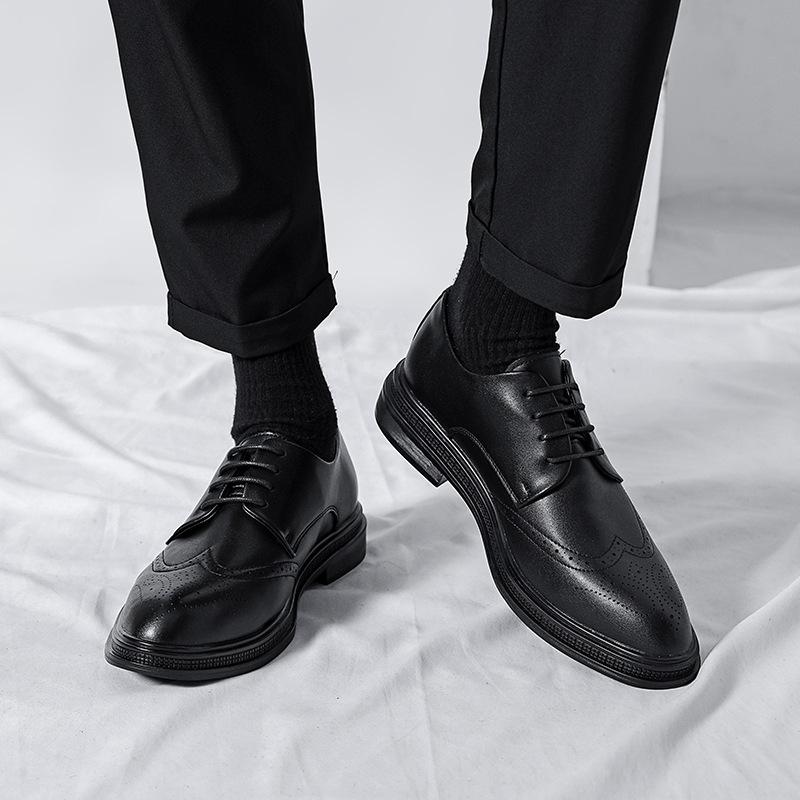 Брок кожаная обувь мужская резная британский стиль повседневная обувь мужская платформа деловая маленькая кожаная обувь внешнеторговая платформа увеличивающая рост мужская обувь