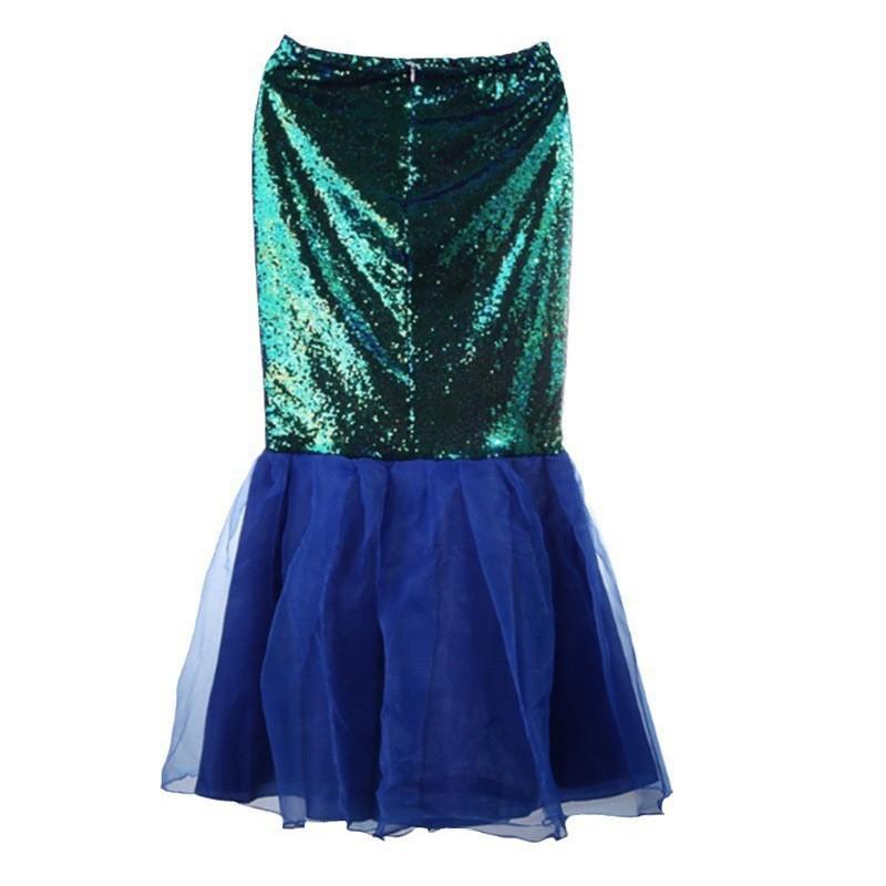 High Waist Sequin Mermaid Skirt, Gold Glitter Fish Tail Long Skirt for Party Performance Costume