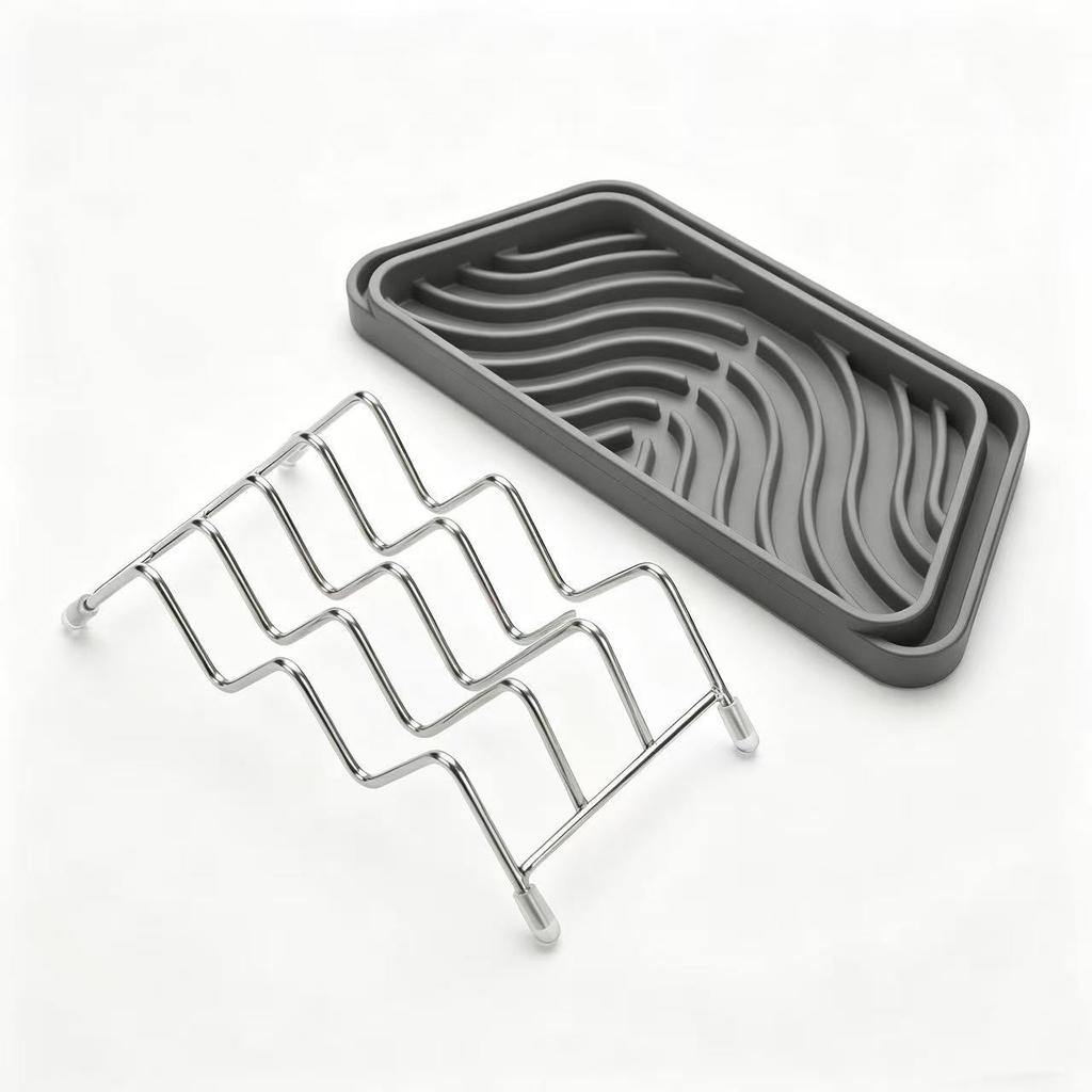 Practical Bathroom Solution with Stainless Steel Soap Rack and Drainage Feature
