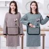 Stain-proof Long-sleeved Apron Plaid Design Catering Work Clothes Dust-proof Smock Apron BBQ