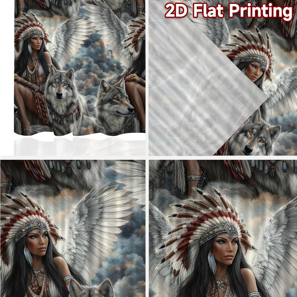 2D FLAT PRINTING 2pcs Curtains (Without Rod) with Wolves Minimalist Chic Curtains Durable Polyester Curtains Present Ldeal for