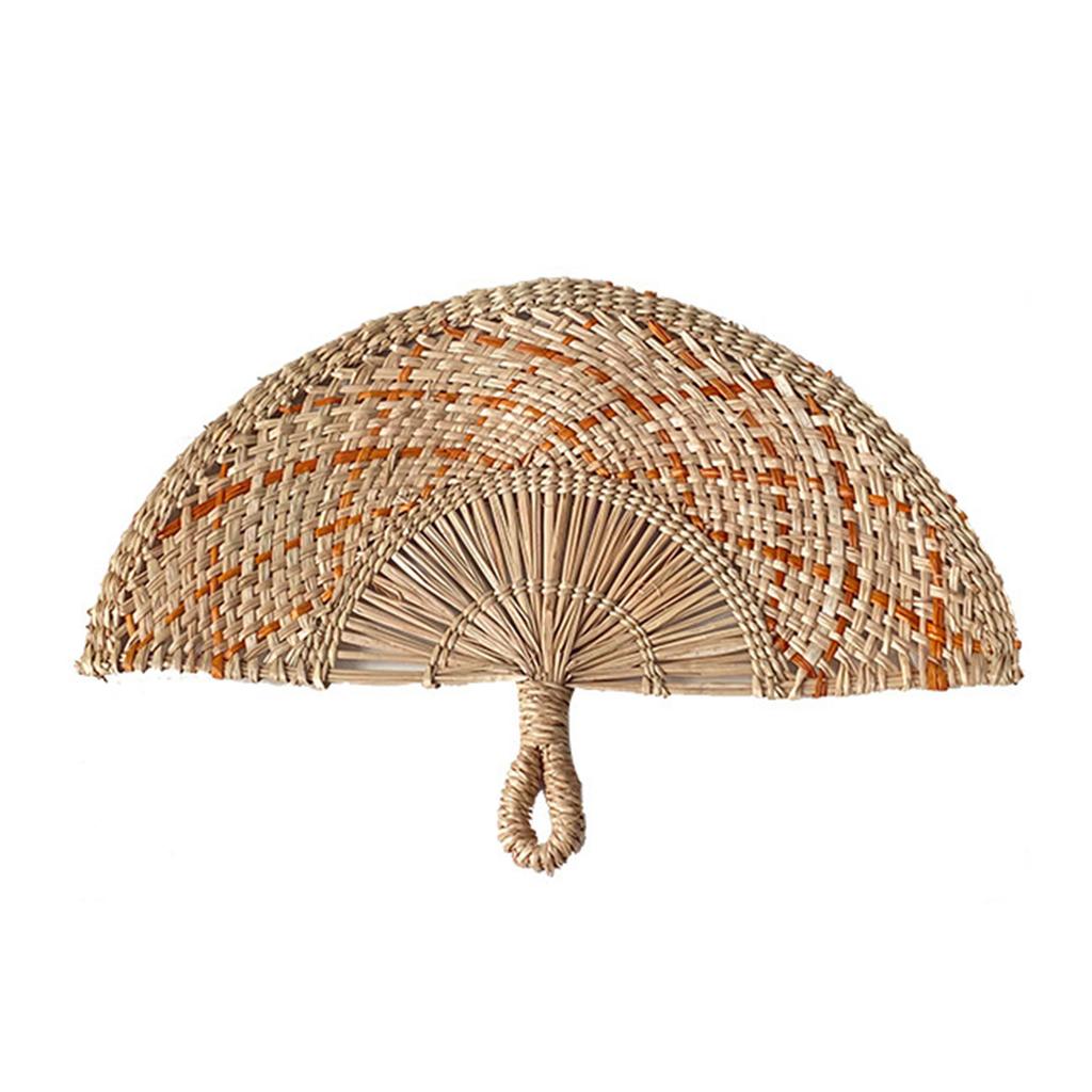 Handwoven Natural Straw Fan Decorative Wall Photo Props Hanging Country Styles Straw Fan Wall Hanging Decorations