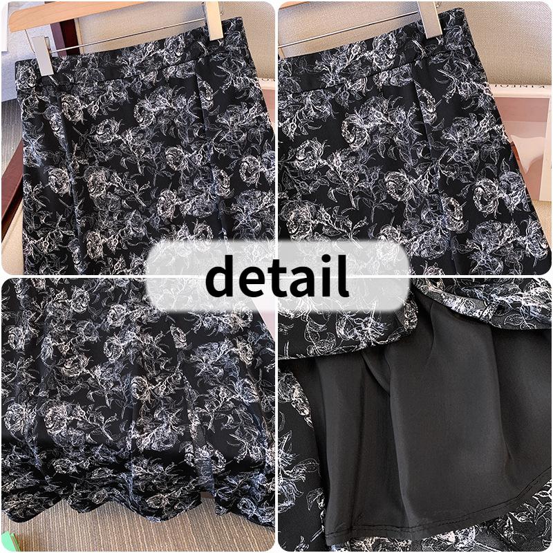 (2XL~6XL) Эластичная длинная юбка с высокой талией для женщин, длинная юбка с цветочным принтом и разрезом по подолу, летняя повседневная свободная дышащая легкая мягкая мягкая юбка плюс