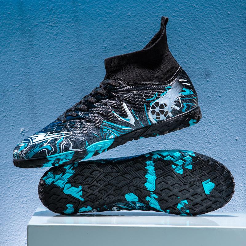 High-top broken nails football shoes boys and girls adult breathable non-slip training shoes long nails competition sports shoes
