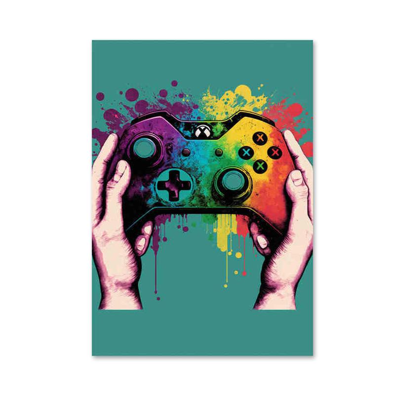 Мультяшные игровые контроллеры, консольные постеры и принты, наушники, холст, картины, настенное искусство для бара, игровая комната, домашний декор