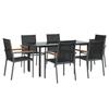 VidaXL Garden Dining Set 7 Pcs Black Textilene and Steel 3187046